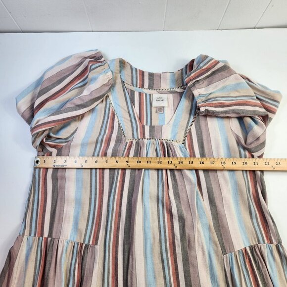 Knox Rose Rayon Linen Blend Boho Squared Neck Striped Summer Dress Sz XXL Flowy - Picture 13 of 13